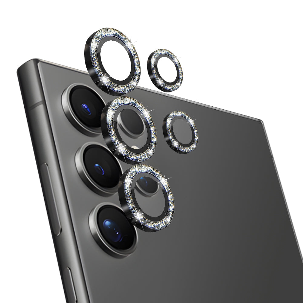 NORTHJO 1 Set For Samsung Galaxy S24 Ultra Glitter Camera Lens Protector Tempered Glass+Metal Individual Ring Cover Film NORTHJO 1 Set For Samsung Galaxy S24 Ultra Glitter Camera Lens Protector Tempered Glass+Metal Individual Ring Cover Film